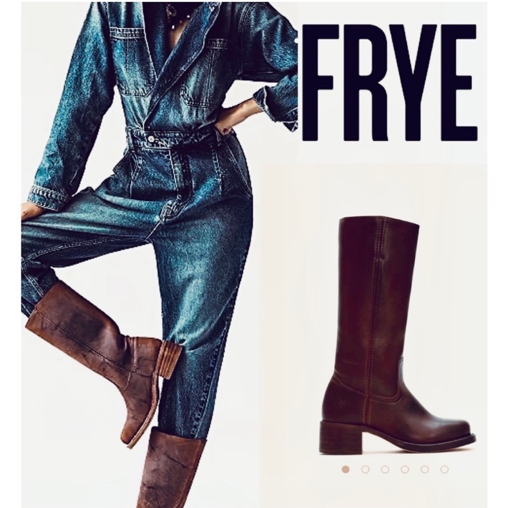 Frye Dark Brown Leather Heeled Boots